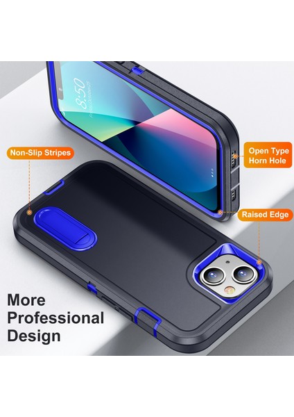 Apple iPhone 13 Telefon Kasası 6.1 Inç Metal Kickstand Pc+Tpu Askeri Anti-Drop Koruma Telefon Kılıfı Kapak-Dark Mavi (Yurt Dışından) fırsatları