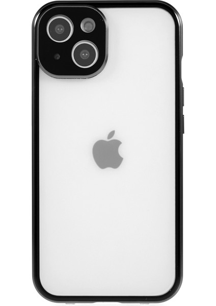 Apple iPhone 13 Telefon Kasası 6.1 Inç Düz Kenar Önleyici Manyetik Kasa Çift Taraflı Temperli Cam Arka Buzlu Manyetik Adsorpsiyon Metal Çerçeve, Güvenlik Kilit-Siyah ile Kapak (Yurt Dışından) fiyatları