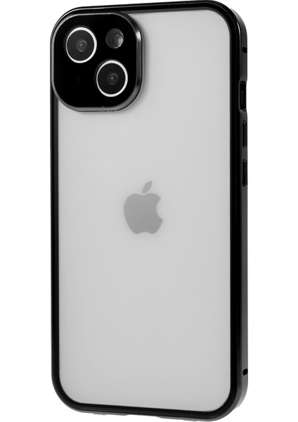 Apple iPhone 13 Telefon Kasası 6.1 Inç Düz Kenar Önleyici Manyetik Kasa Çift Taraflı Temperli Cam Arka Buzlu Manyetik Adsorpsiyon Metal Çerçeve, Güvenlik Kilit-Siyah ile Kapak (Yurt Dışından) modelleri