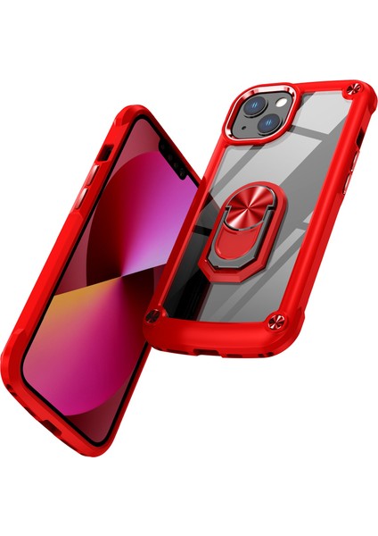 Apple iPhone 13 Telefon Kılıfı Için 6.1 Inç Metal Yüzük Kickstand Pc+Tpu Kapak Cep Telefonu Anti-Çizgiye Geri Koruyucu (Yurt Dışından) fiyatları