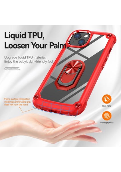 Apple iPhone 13 Telefon Kılıfı Için 6.1 Inç Metal Yüzük Kickstand Pc+Tpu Kapak Cep Telefonu Anti-Çizgiye Geri Koruyucu (Yurt Dışından) fırsatları