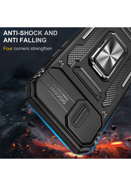 Apple iPhone 13 Telefon Kasası 6.1 Inç Halka Kickstand Anti-Fall Vaka Slayt Kamera Kapağı Pc+Tpu Cep Telefonu Koruyucu Kapak Black (Yurt Dışından) fiyatları