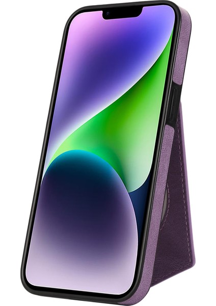 Apple iPhone 13 Telefon Kasası 6.1 Inç Baskılı Rhombus Makyaj Aynası Kickstand Case Pu Deri Kaplamalı Tpu Kart Yuvası Rfıd Engelleme Telefon Kapağı Omuz Kayışı Doğru (Yurt Dışından) fırsatları
