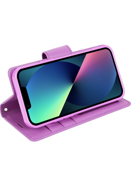 Apple iPhone 13 Telefon Kasası 6.1 Inç Tam Koruma Telefon Kasası Pu Deri Tpu Folio Flip Kapak Stand Cüzdan-Mor ile Kapak (Yurt Dışından) fiyatları