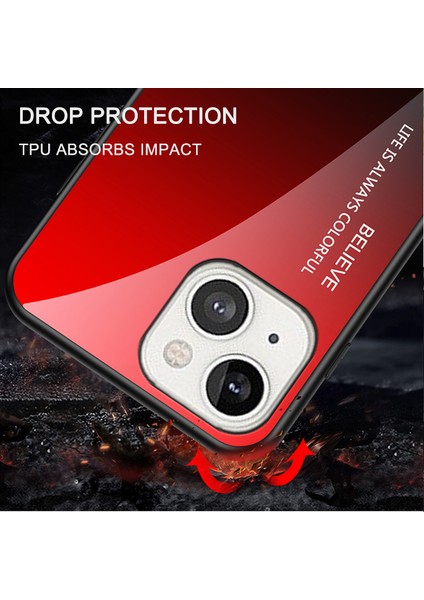 Apple iPhone 13 Telefon Kasası Temperlenmiş Cam Desen Çekmeye Dayanıklı Yumuşak Kenar Hibrit Ince Ince Arka Kapak 6.1 Inç-Moral Yeşil (Yurt Dışından)