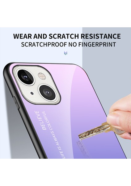 Apple iPhone 13 Telefon Kasası Temperlenmiş Cam Desen Çekmeye Dayanıklı Yumuşak Kenar Hibrit Ince Ince Arka Kapak 6.1 Inç-Moral Yeşil (Yurt Dışından)