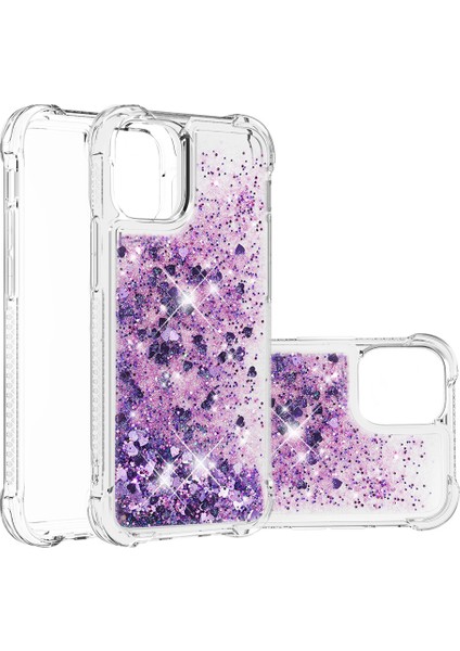 Apple iPhone 13 Telefon Kasası Için Lüks Moda Tasarımı Hareketli Parlak ve Parıltı Glitterclear Yumuşak Tpuprotektif Kasa Kapak 6.1 Inç-Dark Mor (Yurt Dışından)