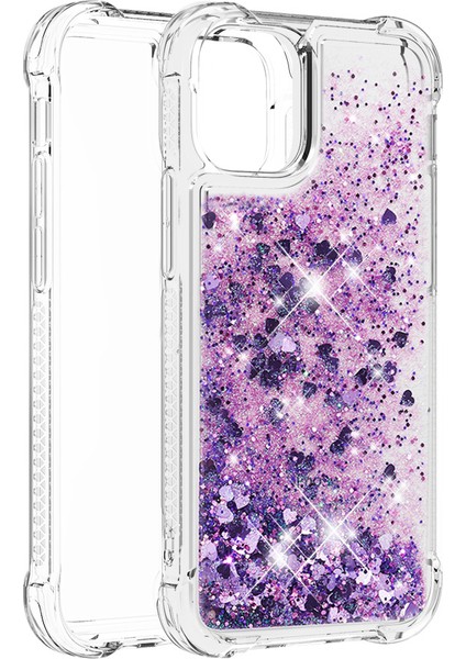 Apple iPhone 13 Telefon Kasası Için Lüks Moda Tasarımı Hareketli Parlak ve Parıltı Glitterclear Yumuşak Tpuprotektif Kasa Kapak 6.1 Inç-Dark Mor (Yurt Dışından) modelleri