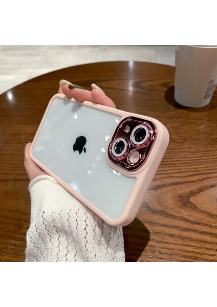 Apple iPhone 13 Telefon Kılıfı 6.1 Inç Elektrapan Kamera Lens Yüzük Telefon Kılıfı Sert Pc Yumuşak Tpu Şok Geçirmez Açık Kapak Pembe (Yurt Dışından)