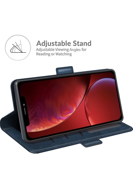 Apple iPhone 13 Telefon Kılıfı Pu Deri Tam Koruma Cüzdanı Kapak Stand Stand Stand Stand Kılıfı 6.1 Inç Mavi Manyetik Çift Tokalı (Yurt Dışından)