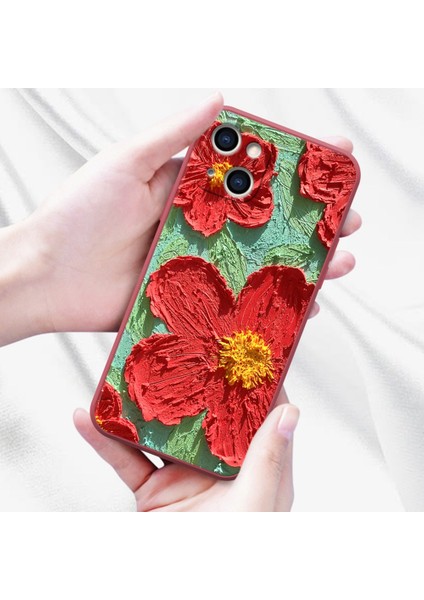 Apple iPhone 13 Telefon Kasası 6.1 Inç Canlı Yağlı Boya Çiçek Desenli Telefon Kasası Anti-Çizik Yumuşak Tpu Arka Kapak Pembe (Yurt Dışından) modelleri