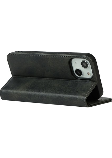 Süper Mıknatıs Kapanması Çizgi Anti-Çizelge Cüzdan Tasarım Deri Stand Kılıfı Apple iPhone 13 6.1 Inç-Black (Yurt Dışından) fırsatları