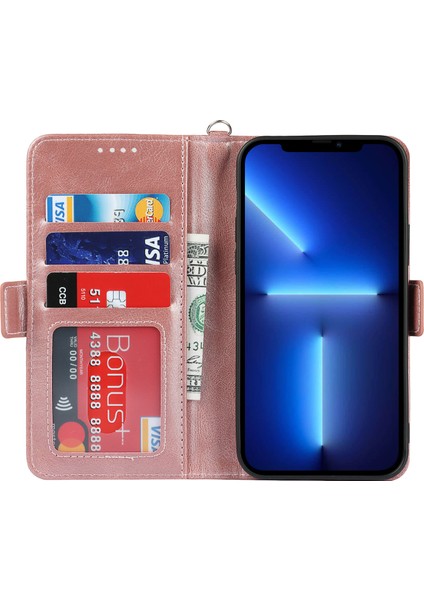 Apple iPhone 13 Telefon Kasası Için Çizik Dirençli Rfıd Engelleme Flip Telefon Kasası Manyetik Kapanma Cüzdan Telefon Kapak Kabuğu 6.1 Inç-Gül Altın (Yurt Dışından) fırsatları