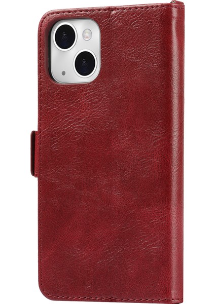 Apple iPhone 13 Telefon Kasası Için Çizik Dirençli Rfıd Engelleme Flip Telefon Kasası Manyetik Kapanma Cüzdanı Telefon Kapak Kabuğu 6.1 Inç-Kırmızı (Yurt Dışından) modelleri