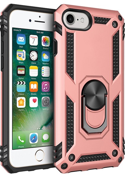 Dönebilir Yüzük Kickstand Armor Pc+Tpu Apple iPhone Se/8/7-Rose Altın Için Hibrit Kabuk (Yurt Dışından)