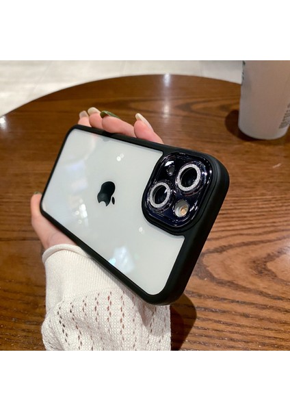 Apple iPhone 13 Telefon Kılıfı Için 6.1 Inç Elektrapan Kamera Lens Yüzük Telefon Kılıf Sabit Pc Yumuşak Tpu Şok Geçirmez Açık Kapak Black (Yurt Dışından)