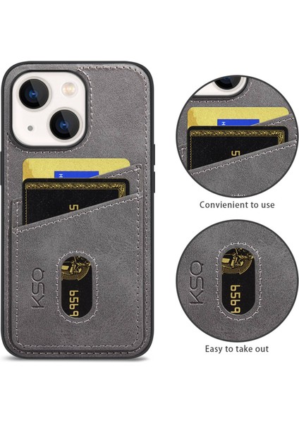 Apple iPhone 13 Telefon Kılıfı 6.1 Inç Kart Yuvaları Işlev Aşınma Dayanıklı Pu Deri Kaplamalı Pc+Tpu Hibrit Cep Telefonu Kabuk Grey (Yurt Dışından) fırsatları