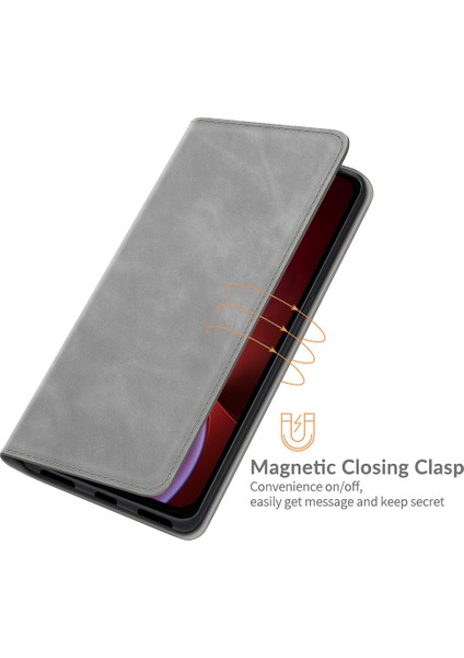 Cilt Touch Cüzdan Standı Kapak Manyetik Otomatik Emilmiş Deri Telefon Kılıfı Apple iPhone 13 6.1 Inç-Gre (Yurt Dışından) modelleri