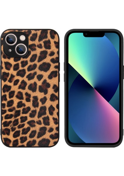 Apple iPhone 13 Telefon Kılıfı Dokulu Yüzey Pu Deri Kaplamalı Pc+Tpu Telefon Kılıfı Kabuk 6.1 Inç-Karanlık Kahverengi (Yurt Dışından)