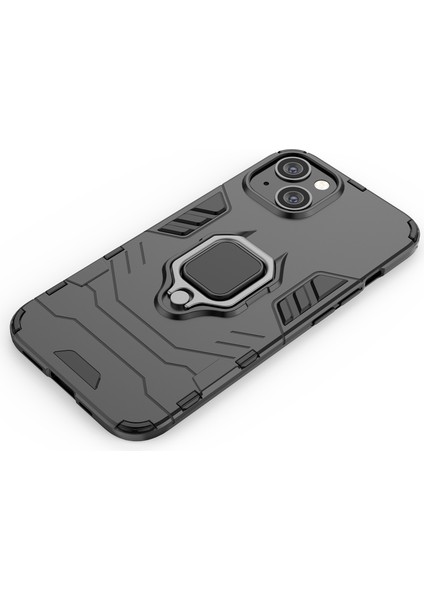 Apple iPhone 14 Telefon Kasası 6.1 Inç Anti-Fall Phone Kılıf Yüzüğü Kickstand Sağlam Şok Geçirmez Esnek Tpu+Sert Pc Arka Kapak Black (Yurt Dışından) fırsatları