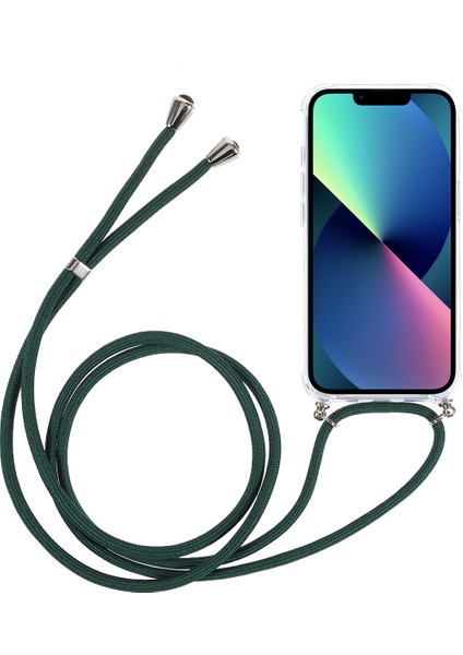 Apple iPhone 13 Telefon Kılıfı Için Şeffaf Akrilik+Tpu Hibrit Telefon Kılıfı Textil Lanyard 6.1 Inç Yeşil (Yurt Dışından) modelleri