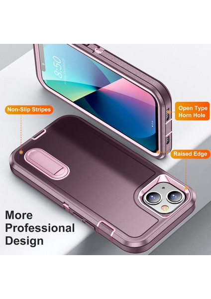 Apple iPhone 13 Telefon Kılıfı 6.1 Inç Metal Kickstand Pc+Tpu Askeri Anti-Drop Anti-Drop Koruma Telefon Kılıfı Kapak Mahsul Kırmızı/pembe (Yurt Dışından) fırsatları
