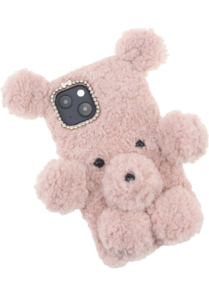 3D Furry Bear Peluş Bebek Anti-Fall Tpu Telefon Kılıf Kılıfı Apple iPhone 13 6.1 Inç-Pembe (Yurt Dışından) modelleri