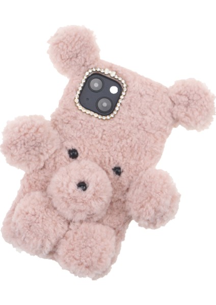 3D Furry Bear Peluş Bebek Anti-Fall Tpu Telefon Kılıf Kılıfı Apple iPhone 13 6.1 Inç-Pembe (Yurt Dışından) fırsatları