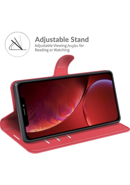 Litchi Doku Cüzdan Stand Tasarım Deri Kılıf Apple iPhone 13 6.1 Inç-Kırmızı (Yurt Dışından) fiyatları