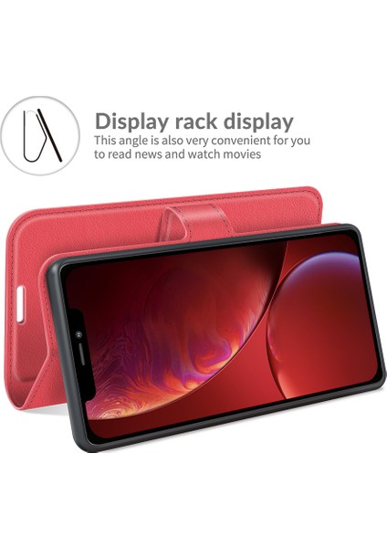 Litchi Doku Cüzdan Stand Tasarım Deri Kılıf Apple iPhone 13 6.1 Inç-Kırmızı (Yurt Dışından) modelleri