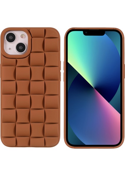 Apple iPhone 13 Telefon Kılıfı 6.1 Inç Cep Telefon Torbası Kılıfı Esnek Silikon Ka Işık 3D Izgara Dokulu Telefon Kapak Kılıfı (Yurt Dışından)