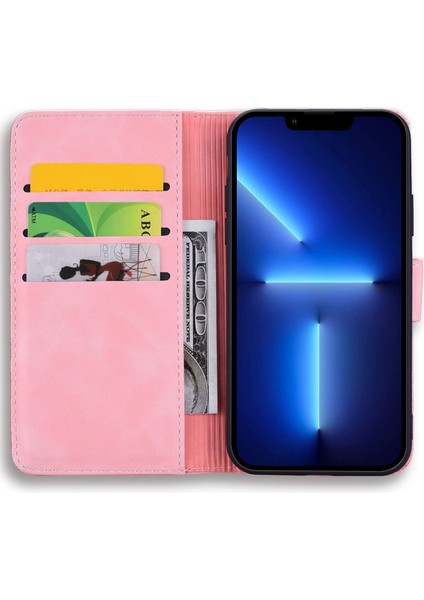 Apple iPhone 14 Telefon Kasası 6.1 Inç Baskı Çiçek Telefon Kapağı Iyi Korumalı Cüzdan Tasarım Buzağı Doku Deri Kapak Stand-Pink ile (Yurt Dışından) fiyatları