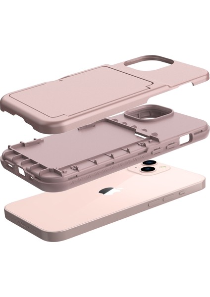 Apple iPhone 13 Telefon Kılıfı Akrilik+Tpu Hibrit Kılıf Koruyucu Kapak Kart Tutucu ve Gizli Ayna 6.1 Inç-Rose Altın (Yurt Dışından) modelleri