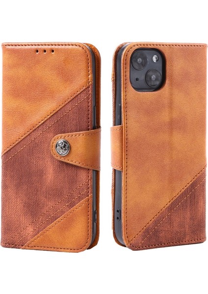 Apple iPhone 13 Telefon Kasası Çılgın At Doku Telefon Kapağı 6.1 Inç Birleştirme Pu Deri Deri Şok Geçirmez Kılıf Cüzdan Stand-Brown (Yurt Dışından)