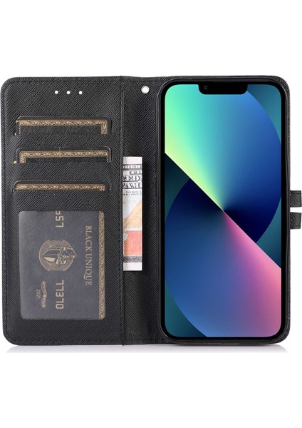 Apple iPhone 13 Için Çapraz Doku Deri Kılıf (Yurt Dışından)