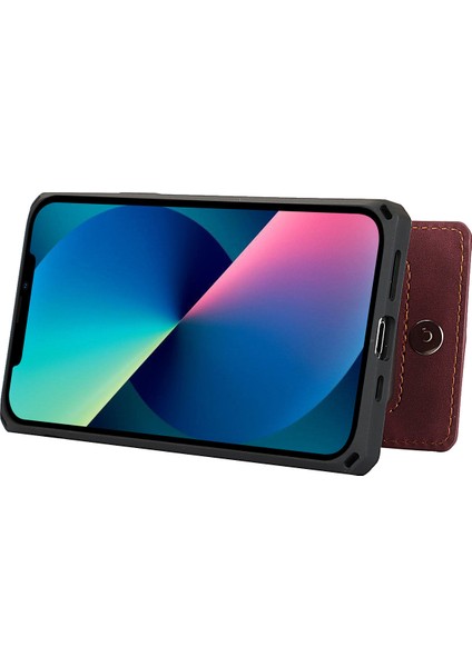 Apple iPhone 13 Telefon Kılıfı Dikey Flip Kart Yuvaları Tasarımı Kickstand 6.1 Inç-Kırmızı ile Tpu Telefon Kılıfı (Yurt Dışından) fırsatları
