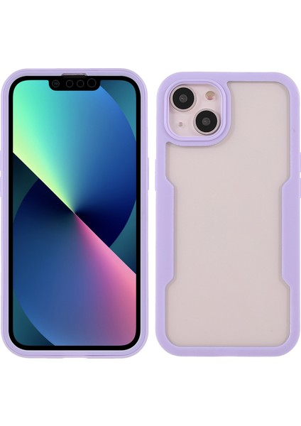 Apple iPhone 13 Telefon Kılıfı Pet Ekran Koruyucusu+Akrilik Arka Panel+Tpu Çerçeve Bırakma Geçirmez Telefon Hibrit Kapak Kılıfı 6.1 Inç-Mor (Yurt Dışından)