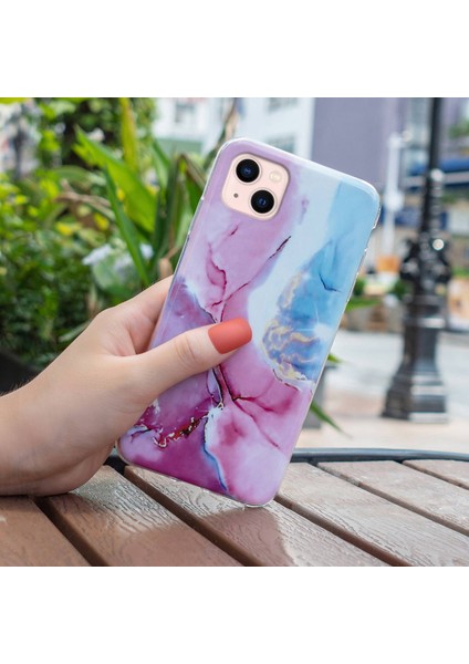 Apple iPhone 13 6.1 Inç Mermer Desen Imd Şok Geçirmez Iyi Korumalı Kapak-Pembe Mavi (Yurt Dışından) modelleri