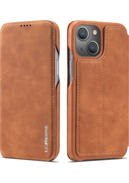 Retro Style Card Tutucu Stand Tasarımı Deri Telefon Kılıfı Apple iPhone 13 6.1 Inç-Kahverengi Için Kapak (Yurt Dışından) fiyatları