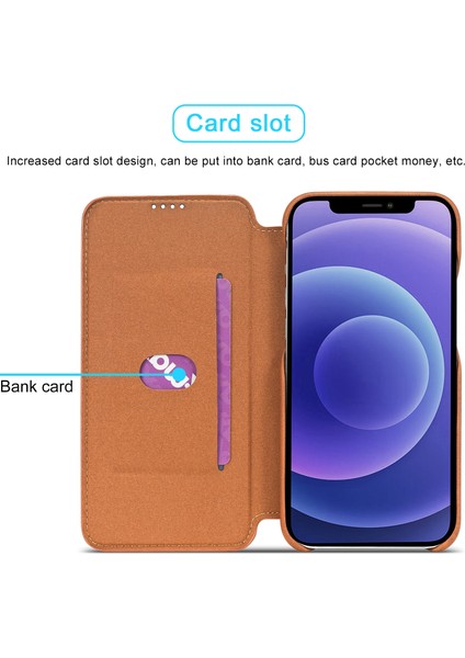 Retro Style Card Tutucu Stand Tasarımı Deri Telefon Kılıfı Apple iPhone 13 6.1 Inç-Kahverengi Için Kapak (Yurt Dışından) modelleri