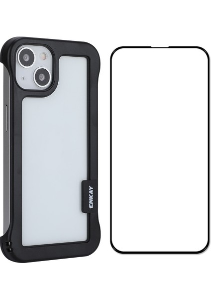 Apple iPhone 13 Telefon Kasası Ince Telefon Kasası+9h Temperli Cam Ekran Koruyucu 6.1 Inç Çerçevesiz Isı Dispidasyon Telefon Kabuğu Bırakma Direnci Koruyucu Kapak Black (Yurt Dışından)