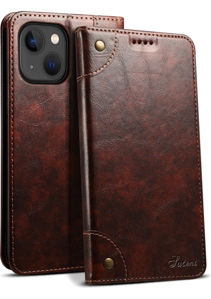 Apple iPhone 13 Telefon Kasası Için Çizik Anti-Damla Flip Telefon Kapağı Pu Deri+Tpu Kasa Kabuğu Cüzdan ve 6,1 Inç Kahverengi (Yurt Dışından)