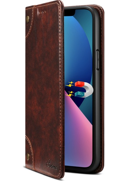 Apple iPhone 13 Telefon Kasası Için Çizik Anti-Damla Flip Telefon Kapağı Pu Deri+Tpu Kasa Kabuğu Cüzdan ve 6,1 Inç Kahverengi (Yurt Dışından) fiyatları
