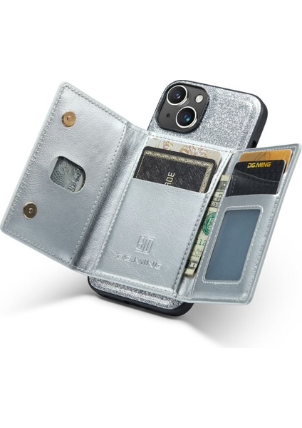Apple iPhone 13 Telefon Kılıfı Manyetik Telefon Kapağı 6.1 Inç Anti-Drop 2'si 1 Arada Parçalanabilir Fermuarlı Cüzdan Telefon Kılıfı Kickstand-Silver (Yurt Dışından) fiyatları