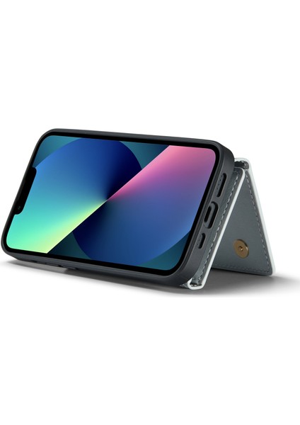 Apple iPhone 13 Telefon Kılıfı Manyetik Telefon Kapağı 6.1 Inç Anti-Drop 2'si 1 Arada Parçalanabilir Fermuarlı Cüzdan Telefon Kılıfı Kickstand-Silver (Yurt Dışından) modelleri