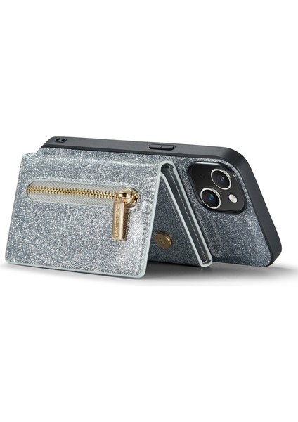 Apple iPhone 13 Telefon Kılıfı Manyetik Telefon Kapağı 6.1 Inç Anti-Drop 2'si 1 Arada Parçalanabilir Fermuarlı Cüzdan Telefon Kılıfı Kickstand-Silver (Yurt Dışından) fırsatları