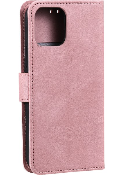 Pu Deri Cüzdan Telefon Kasası Perçin Dekoru Kapak Standı Kasa Kapağı Apple iPhone 13 6.1 Inç Pembe (Yurt Dışından) fırsatları