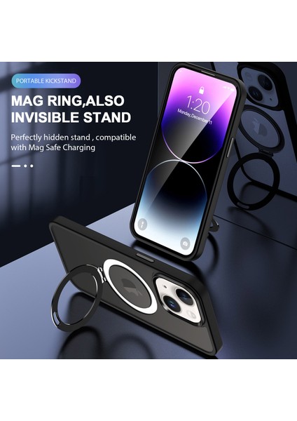 Apple iPhone 13/14 Için Telefon Kasası 6.1 Inç Magsafe Telefon Kılıfı Pc+Tpu Ring Kickstand Koruyucu Kapak Black (Yurt Dışından) fırsatları