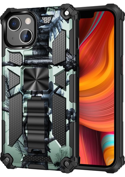 Kamuflaj Tasarım Apple iPhone 13 Için Iyi Korunmuş Anti-Fall Telefon Kabuğu 6.1 Inç Işıklı Yeşil (Yurt Dışından)