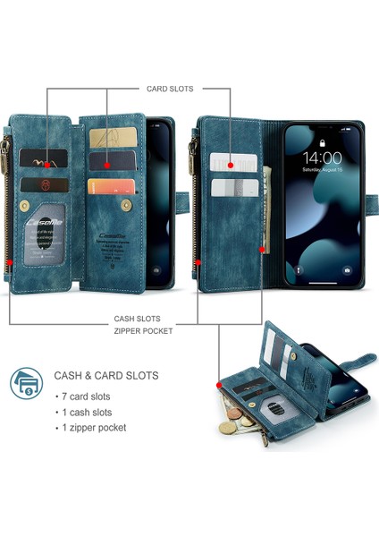 Apple iPhone 13 Telefon Kasası Için Şok Geçirmez Destek Destekleme Standı Tasarımı Fermuarlı Cep Şok Geçirmez Pu Deri Tpu Cüzdan Kapağı Flip Kasa 6.1 Inç-Yeşil (Yurt Dışından) fırsatları